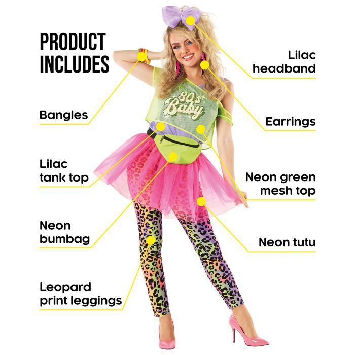 Ulikey Déguisements Année 80 et 90 Set, Costume Année 80 et 90 Survêtement avec Bandeau, Bracelets et Lunettes, Adulte Survêtement 80 90 Costume Carnaval pour de Carnaval Cosplay (Rose, L