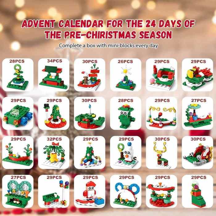 Calendrier De L'Avent 2025 Construction Sapin De Noël - 779 Pièces, 24 Boîtes Surprises | Pour Adultes Et Ados