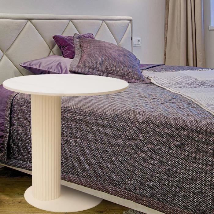 Table D'Appoint Forme C Marbre Blanc - Table Bout De Canapé Métal Moderne Pour Salon Et Chambre