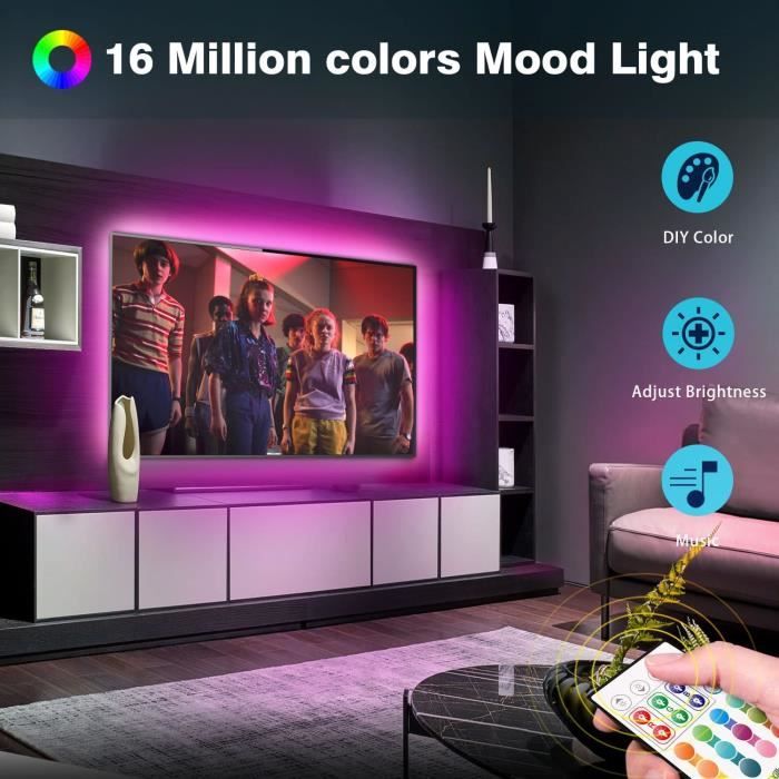 LED TV 2m, 5050 RGB bande led 2m USB avec Télécommande Rétroéclairage TV  Multicouleur pour TV, pour maison chambre à coucher d[235] - Cdiscount  Maison