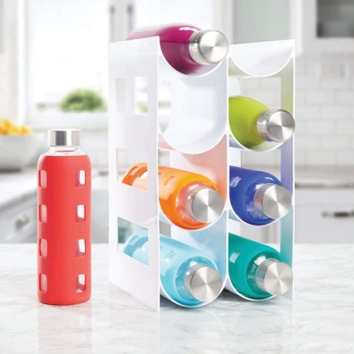 Lot De 2 Range-bouteilles Empilables Transparents - 30x20 Cm, 6 Emplacements, Plastique PET, Pour Frigo/comptoir