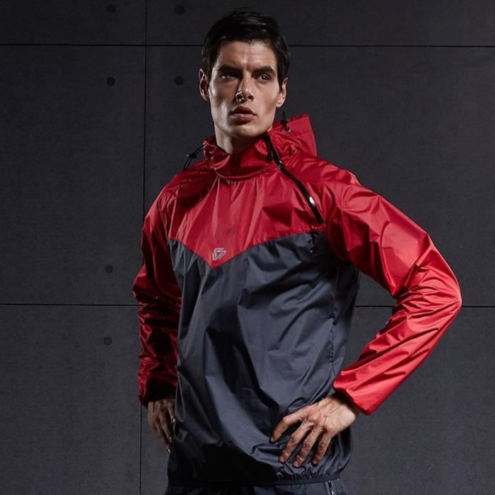Veste de Sudation Homme Sauna Gym Sweat Suits A Capuche Logo Lumineux Bleu
