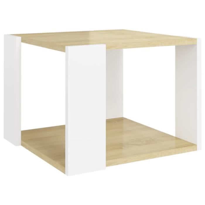 SIB Table basse Chêne sonoma et blanc 40x40x30 cm Bois d'ingénierie ...