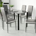 Lot de 6 chaises de cuisine Romane sièges de salle à manger grises et blanches - Hauteur 45 cm-2
