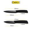 iDeko® Couteau en céramique lot de 5 couteaux de cuisine Couteaux chef pour Couper Fruits Légumes Viande Noir -2