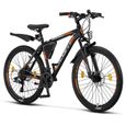 Licorne Bike Vélo VTT haut de gamme. (2 freins à disque) [26.00, 	Noir/Orange (2xFrein à disque)]-2
