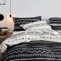 Housse De Couette 240x260 Cm à Carreaux Géométriques Noirs Et Blancs - Parure 3 Pièces Moderne Avec 2 Taies 65x65 Cm