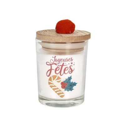 Lot De 2 Bougies Parfumées Noël Avec Pompom - Senteur Sapin De Noël, 12h De Combustion - Décoration Festive