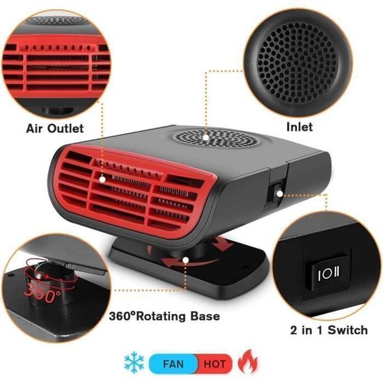 CHAUFFAGE D'APPOINT POUR VEHICULE 2 En 1 12V 150W Auto Voiture Chauffe