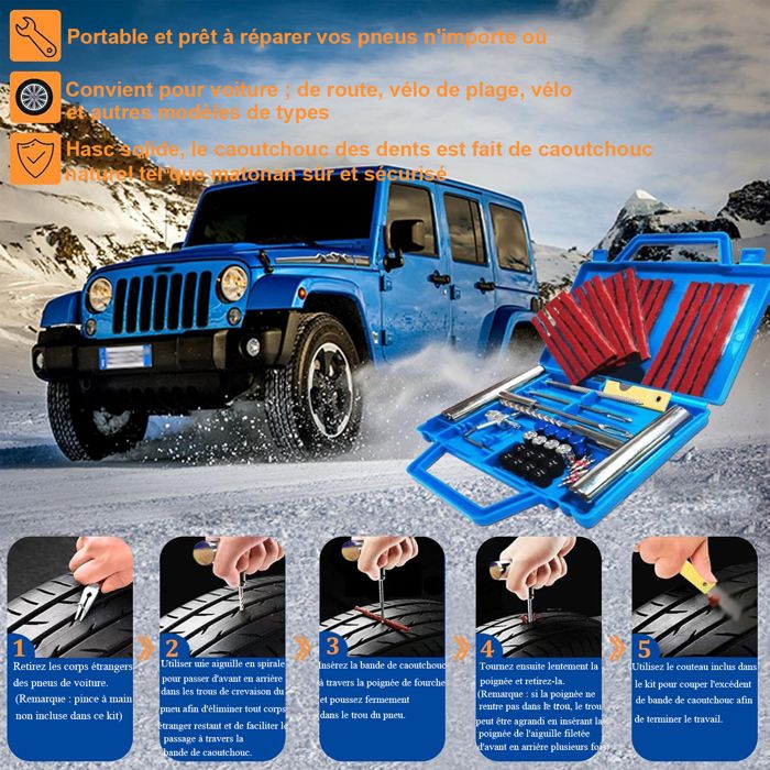 Neuf Universel Pneu Tubeless Crevaison Réparation Outil Kit Prise Auto