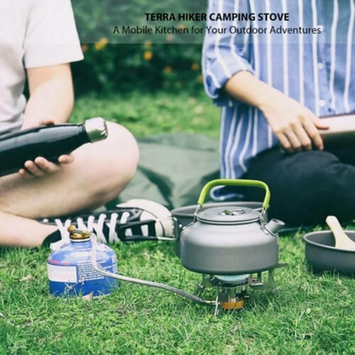 Réchaud Gaz Portable 3500W Pliable - Allumage Piézo, Pare-vent, Pour Camping, Randonnée, Pêche Et Pique-nique