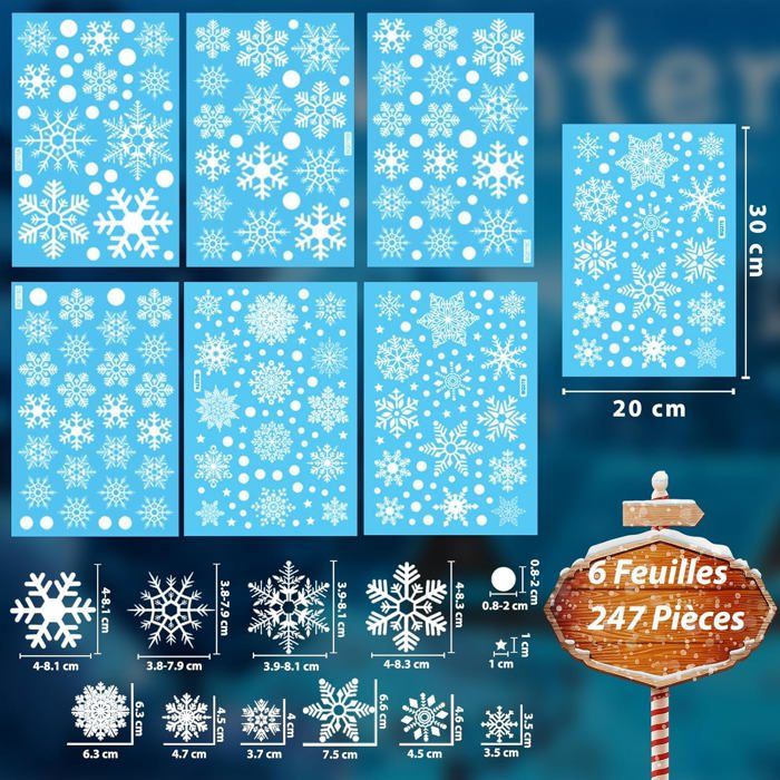 172 Pièces Stickers Vitre, Noel Decoration Interieur, Adsorption Electrostatique Réutilisable