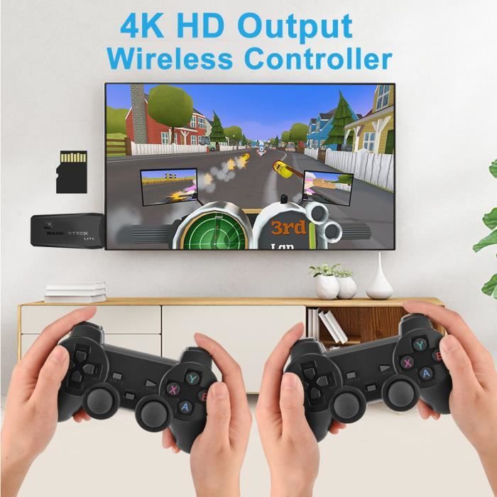 Console De Jeux Rétro 4K Avec 128 Go Et 2 Manettes Sans Fil – Plug And Play Sur TV, 28 Émulateurs, Cadeau Idéal Pour Enfants Et Adultes