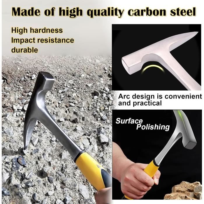 Marteau Géologique Robuste Avec Poignée Ergonomique Antidérapante - Outil Idéal Pour Géologues Et Travaux De Construction Extérieurs