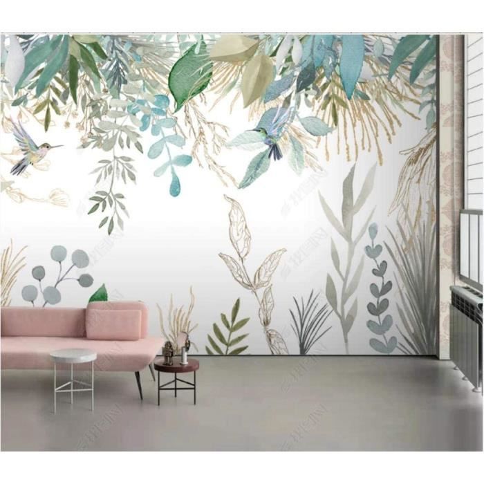 Papier Peint Panoramique 3D Plantes Tropicales Feuilles Fond De Fleurs ...