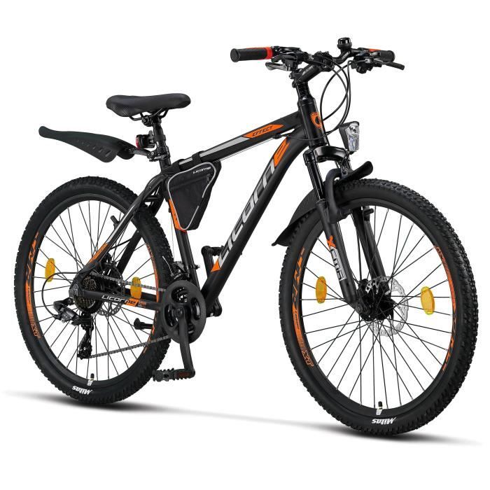 Licorne Bike Velo VTT haut de gamme. 2 freins a disque 26.00 Noir Orange 2xFrein a disque