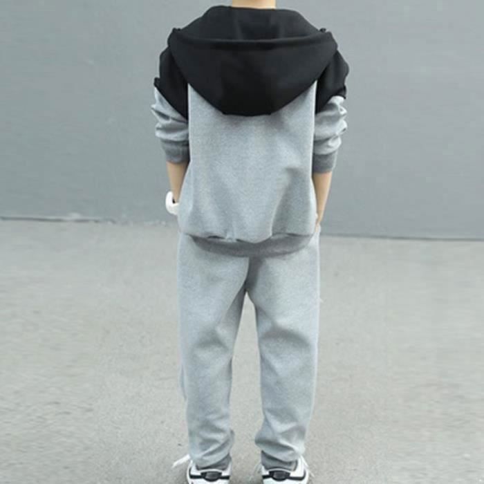 Survêtement Enfant 2 Pièces YuanDiann - Sweat à Capuche Court + Pantalon Jogging, Coton/polyester, Sport Loisirs