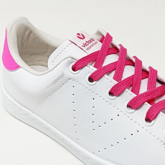 Basket basse tennis femme VICTORIA Fushia Lacets Textile Plat Rose Cdiscount Chaussures