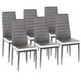 Lot de 6 chaises de cuisine Romane sièges de salle à manger grises et blanches - Hauteur 45 cm-3