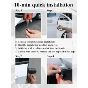 Protège-portières CARTREND Unitec 84630 - Lot De 2 Bandes Noires Avec Réflecteurs - Fixation Clip - 9
