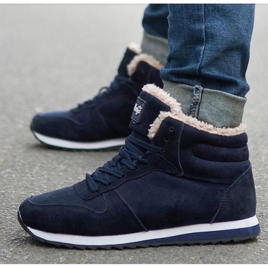 Hommes baskets fourrure chaude chaussures d'hiver hommes grande taille  lh1012goho05td Bleu Bleu - Cdiscount Chaussures