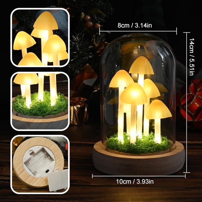Lampe Champignon LED 3D Avec Capteur - Veilleuse Colorée Multicolore à Brancher