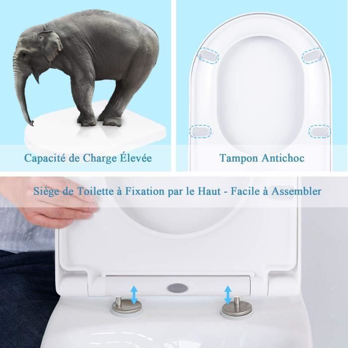 Abattant wc lunette de toilette en aminolac avec blocage rapide et frein de chute cuvette de toilette silencieux pour une instal Cdiscount Bricolage