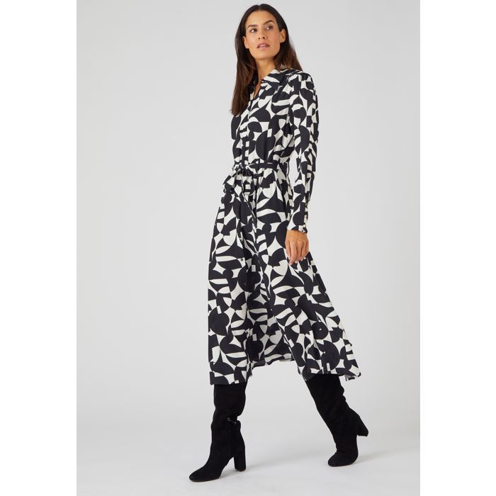Damart Robe-chemise pure viscose Noir Graphique Noir graphique