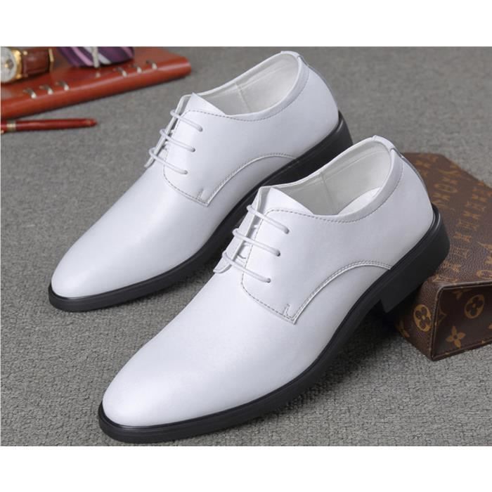 Chaussure mocassins homme Blanc cuir PU Mariage Derby sport