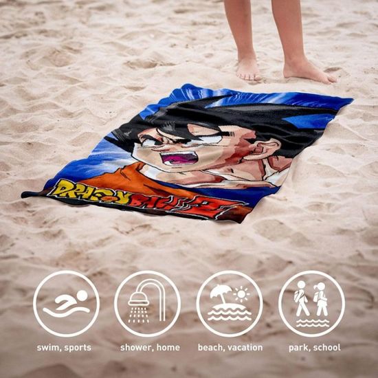 Dragon Ball Super Beach Towel - 70 X 140 Cm Cotton Towel With Anime Design (Character Art)