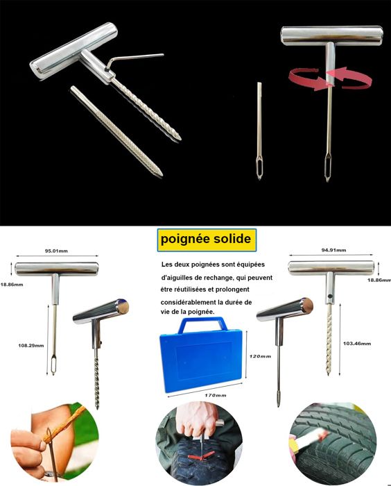 Kit professionnel kit de réparation de pneus tubeless de voiture patch aiguille