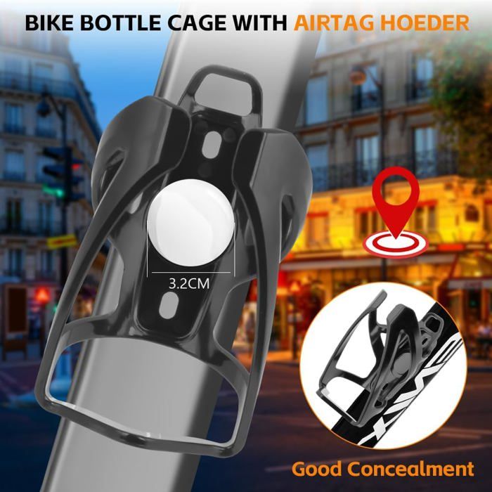 Support Airtag Caché Pour Vélo - Avec Cage à Bouteille D'eau - Pour VTT