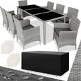 TECTAKE Salon de jardin MONACO Avec cadre en aluminium 2 sets de housse housse de protection incluse - Gris Clair-0