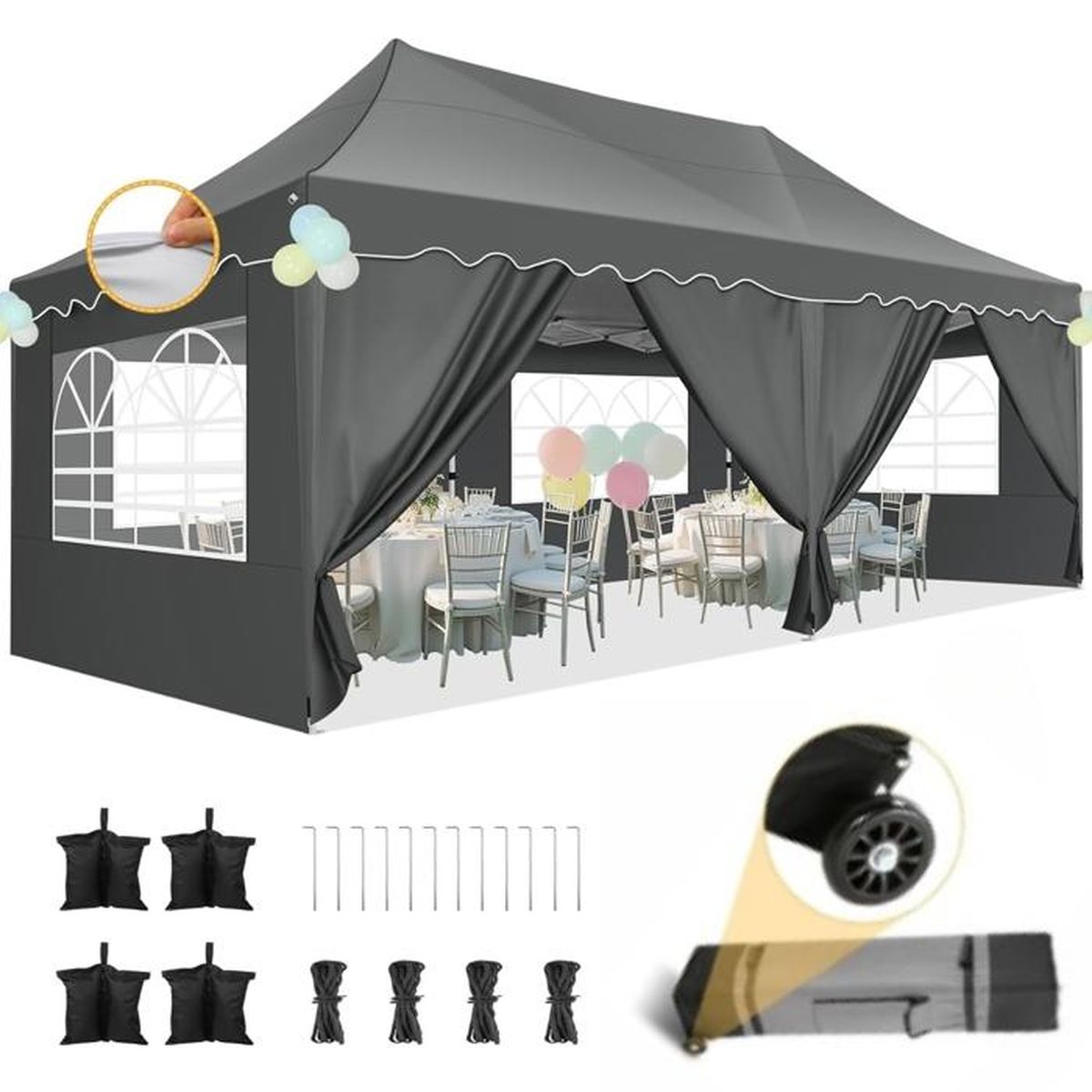 Tonnelle Pliante 3x6 Barnum Pavillon De Jardin Impermeable Avec 6 C t s tonnelle-pliante-3x6-barnum-pavillon-de-jardin-impermeable-avec-6-c-t-s