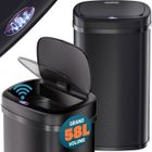 MONZANA® Poubelle automatique acier inoxydable 58 L capteur de mouvement couvercle imperméable câble USB poubelle de cuisine noir