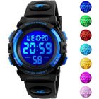 SHARPHY Montre Sport Montres de Luxe Enfants Garçon Numérique Étanche Horloges Watch Noir Bleu Cadeau de Noël