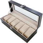 SODIAL Presentoir montre Coffret montres en cuir Boite bijoux Cadeau pour homme (6 compartiments - Noir)