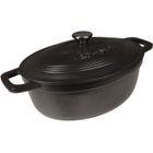 Cocotte en Fonte Émaillée VeoHome Ovale noir mat 6L, ø 32cm, Faitout Ultra Résistant, Marmite Compatible Induction-Gaz-Four