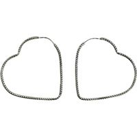 SILBERMOOS Boucles d'oreilles pour femme, creoles en forme de grand coeur, diamantee brillante, en Argent Sterling 925