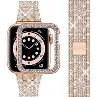 Bracelet Apple Watch 42mm - Bling Metal Femme Brillant - Acier inoxydable - Blanc/Or Rose