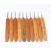 0,75-3,0 mm-10pcs Crochet d'aiguilles à tricoter en bambou, Crochet de fil, tissage de poignée, outils de bri