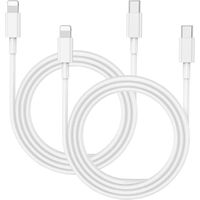 Lot 2 Câbles USB Type-C vers Lightning pour iPhone 14 Plus-14 -14Pro - Blanc - 1 Mètre