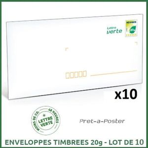 ENVELOPPE 10 Enveloppes Prêt-à-Poster - Lettre Verte 20g - Format DL