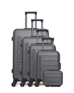 SET DE VALISES SWISS KOPPER - Set de 4 valises et vanity ABS AIGLE-U - GRIS FONCE