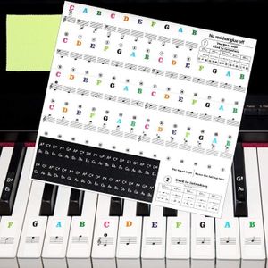 PACK PIANO - CLAVIER Piano Et Clavier - Autocollant Coloré Sticker Auto-Adhésif Touches Noires Blanches Note