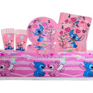 SET VAISSELLE JETABLE  Vaisselle Fête D anniversaire Enfants Lilo Stitch 