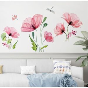Stickers Muraux Fleur de Vigne Floral Autocollants Muraux Mural Stickers  Fleurs Rose Aquarelle pour Enfants Chambre Salon Mur[u62] - Cdiscount Maison