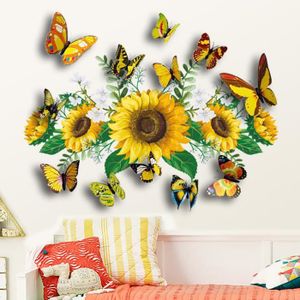 DS119 - Sticker fenêtre fleurs et papillons - DECO-VITRES