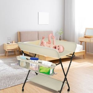 TABLE À LANGER Table à langer bébé pliante JEOBEST - Hauteur réglable - 80*66*98cm - crème