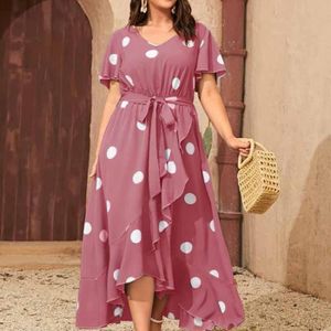 ROBE Robe simple à pois pour femmes,grande taille,taill